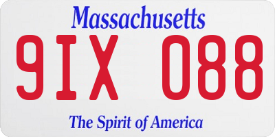 MA license plate 9IX088