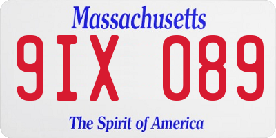 MA license plate 9IX089