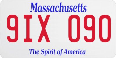 MA license plate 9IX090