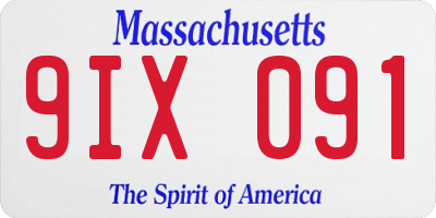 MA license plate 9IX091