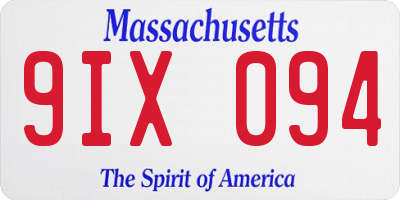 MA license plate 9IX094
