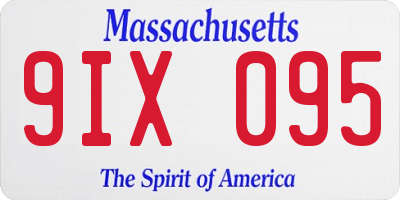MA license plate 9IX095