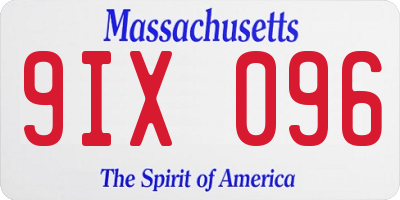 MA license plate 9IX096