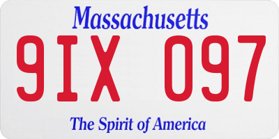MA license plate 9IX097