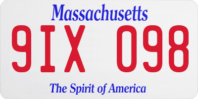 MA license plate 9IX098