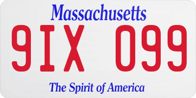 MA license plate 9IX099