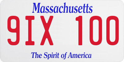 MA license plate 9IX100