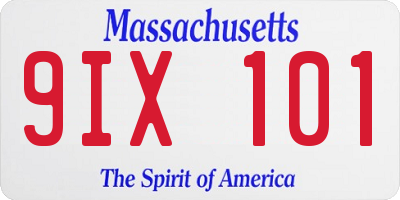 MA license plate 9IX101