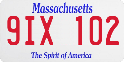 MA license plate 9IX102
