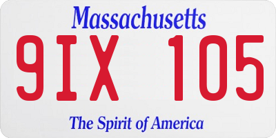 MA license plate 9IX105