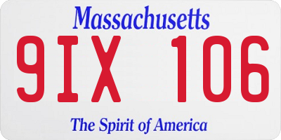 MA license plate 9IX106