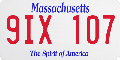 MA license plate 9IX107
