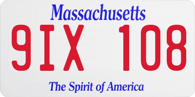 MA license plate 9IX108