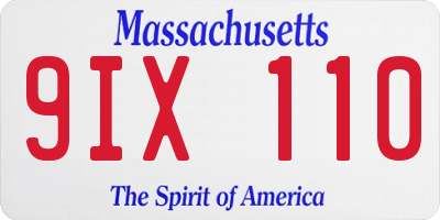 MA license plate 9IX110