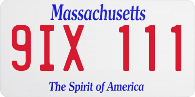 MA license plate 9IX111