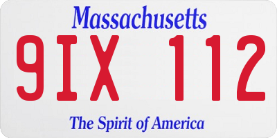 MA license plate 9IX112