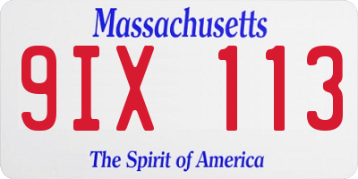 MA license plate 9IX113