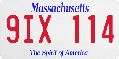 MA license plate 9IX114