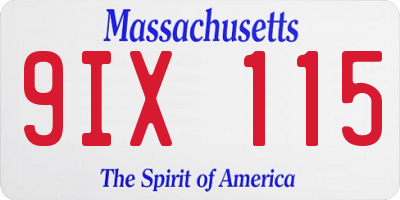 MA license plate 9IX115