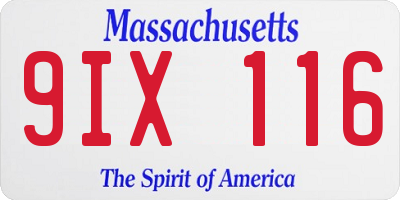 MA license plate 9IX116
