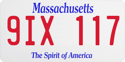 MA license plate 9IX117