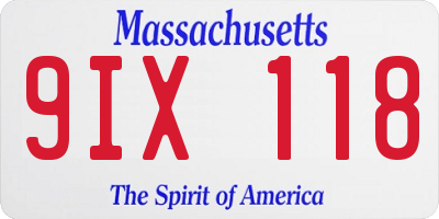MA license plate 9IX118