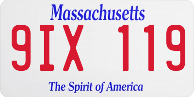 MA license plate 9IX119