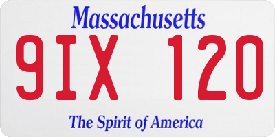 MA license plate 9IX120