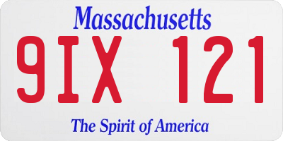 MA license plate 9IX121