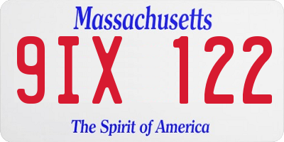 MA license plate 9IX122