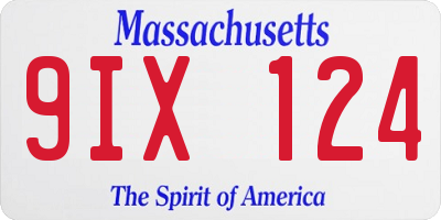 MA license plate 9IX124