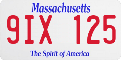 MA license plate 9IX125