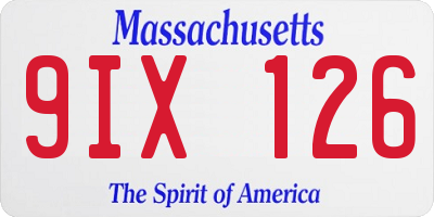 MA license plate 9IX126