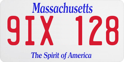 MA license plate 9IX128