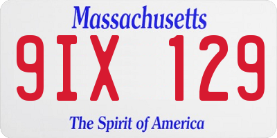 MA license plate 9IX129
