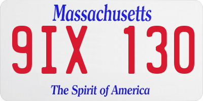 MA license plate 9IX130
