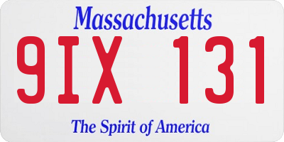 MA license plate 9IX131