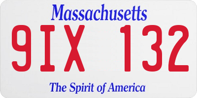 MA license plate 9IX132