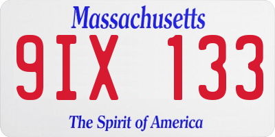 MA license plate 9IX133