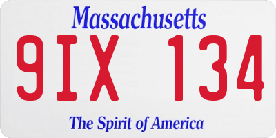 MA license plate 9IX134