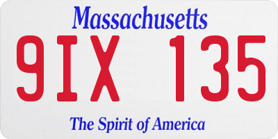 MA license plate 9IX135