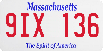 MA license plate 9IX136