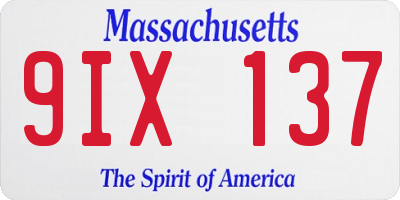 MA license plate 9IX137