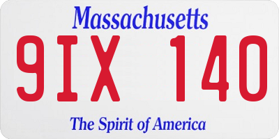 MA license plate 9IX140