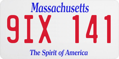 MA license plate 9IX141