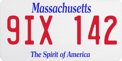 MA license plate 9IX142