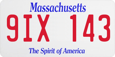 MA license plate 9IX143