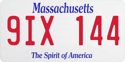MA license plate 9IX144