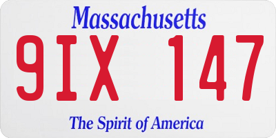 MA license plate 9IX147