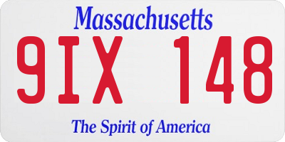 MA license plate 9IX148
